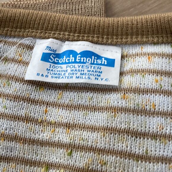 Miss Scotch English Sweater Womens Medium Brown Striped Long Sleeve Vintage USA - Picture 4 of 7